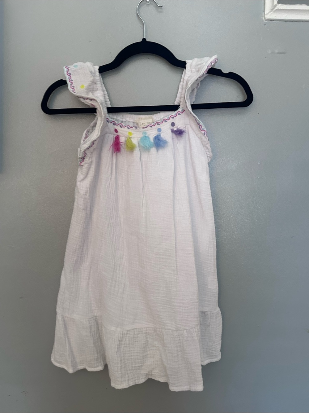 btween White Sundress with Rainbow Pom-Poms
